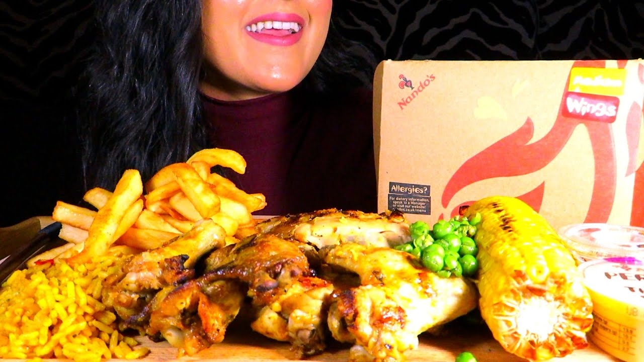 ASMR NANDO'S MUKBANG, PERI PERI CHICKEN & CHIPS *EATING SOUNDS* UK MUKBANG