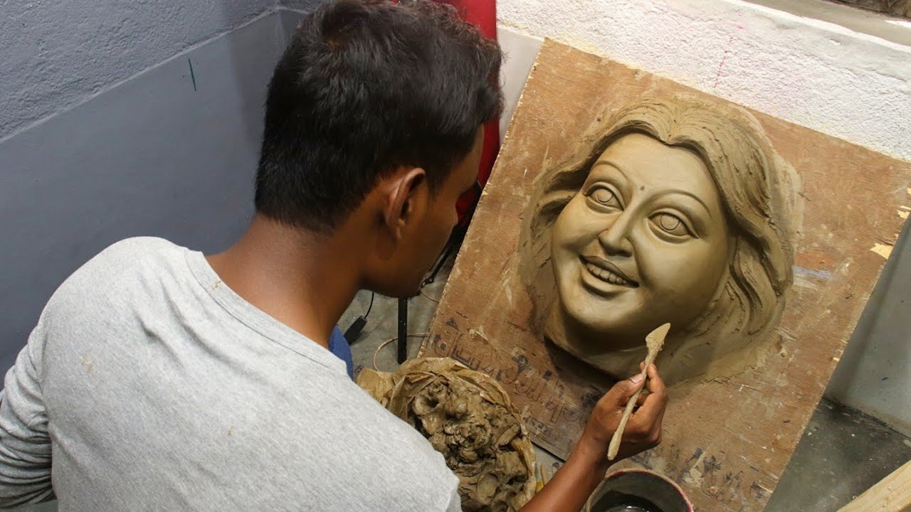 How to make face with clay | Big clay face making | clay modelling