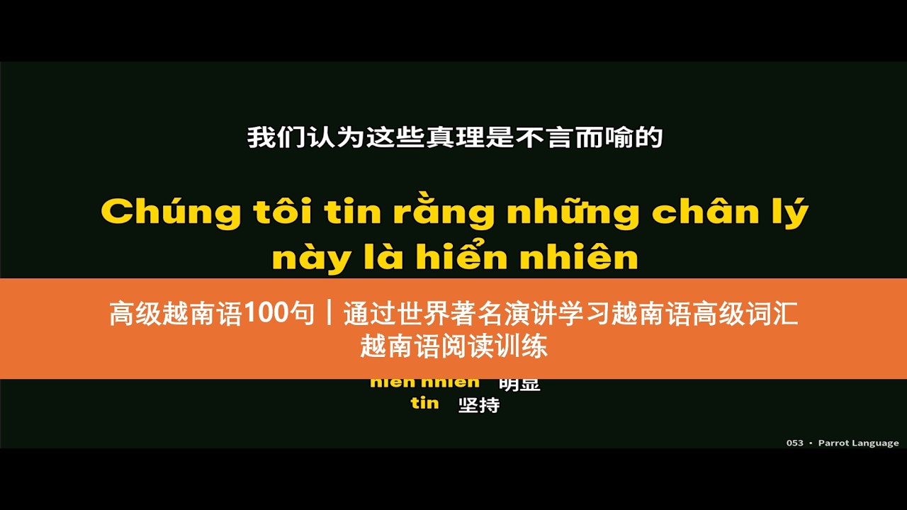高级越南语100句｜通过世界著名演讲学习越南语高级词汇｜越南语阅读训练