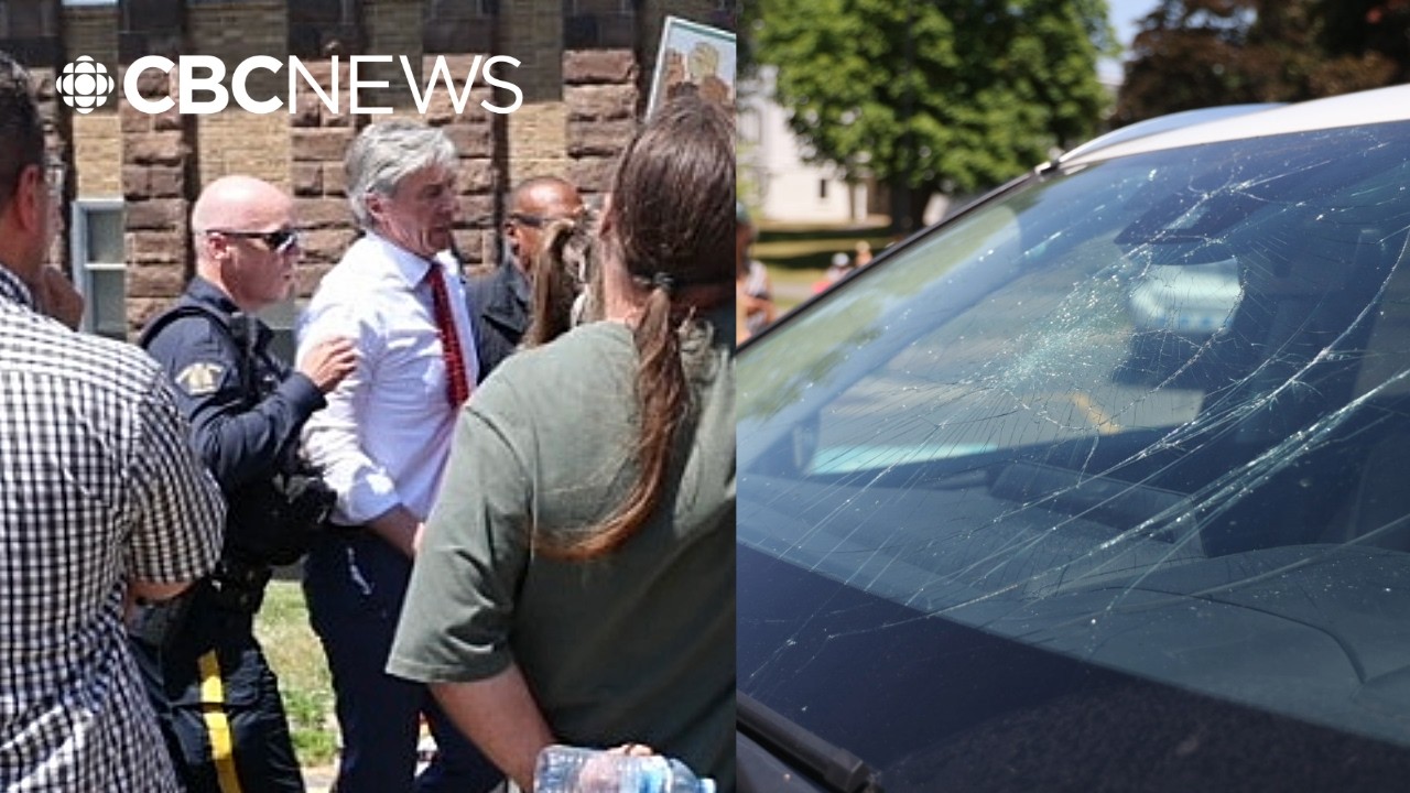 Protesters surround Nova Scotia premier's car, smash glass