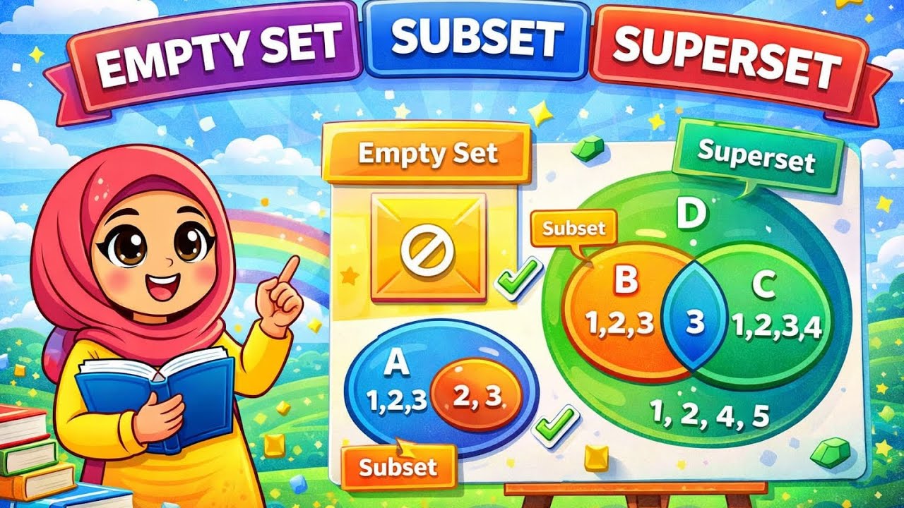 Empty Set,Subset and Super Set Class of Sets | Class -8 | Part-3