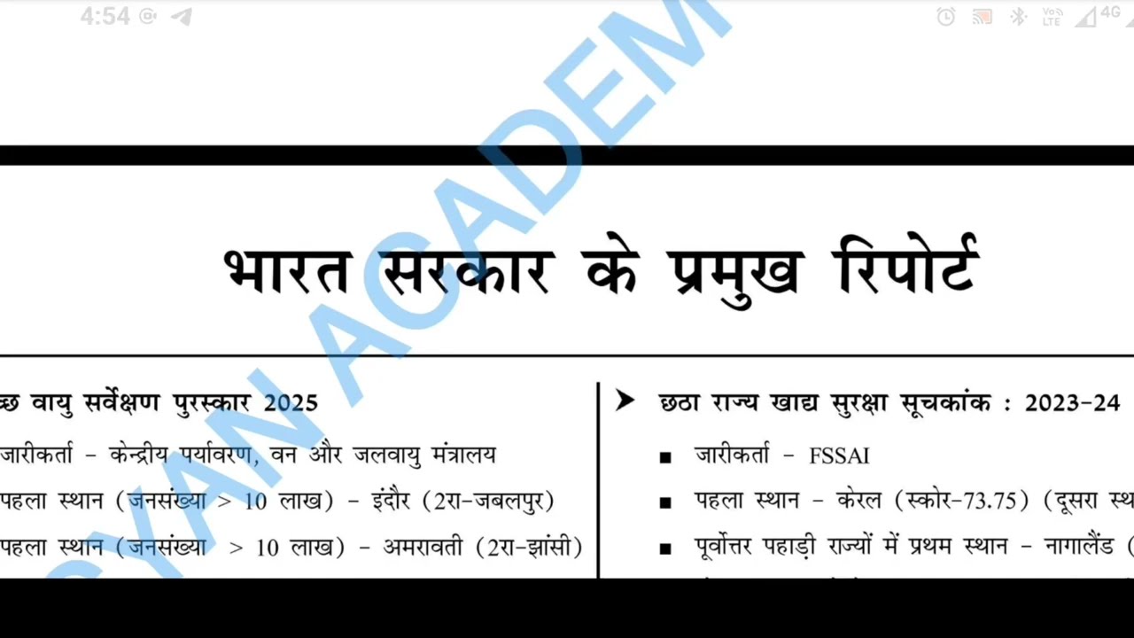 भारत सरकार के प्रमुख रिपोर्ट for BPSC AEDO exam|| BIHAR DAROGA||BIHAR CGL 4||BIHAR POLICE EXAM 