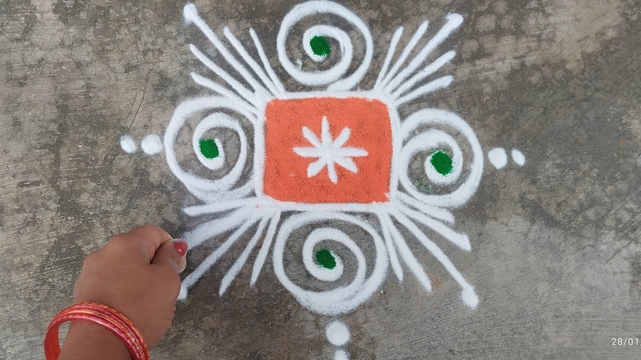 Two Small Easy Morning Rangoli designs 🌷 Daily Rangoli designs 🌷#rangoli #indianart 