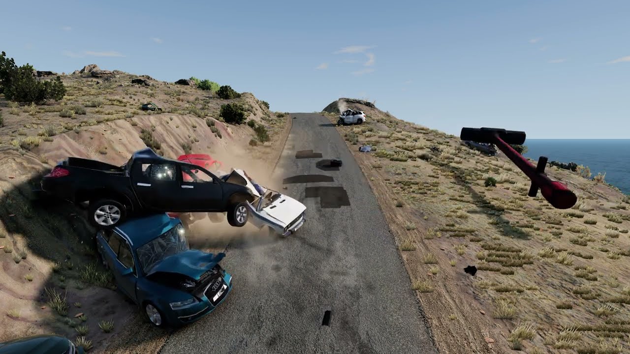 Gameplay BeamNG.drive - Giant Hammer vs Cars