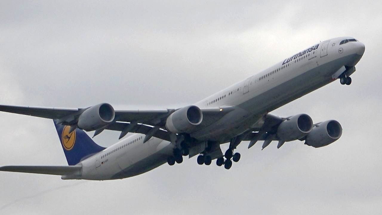 2x Take-offs🛫Lufthansa A340-600 📏im Doppelpack Startbahn 25C🤩