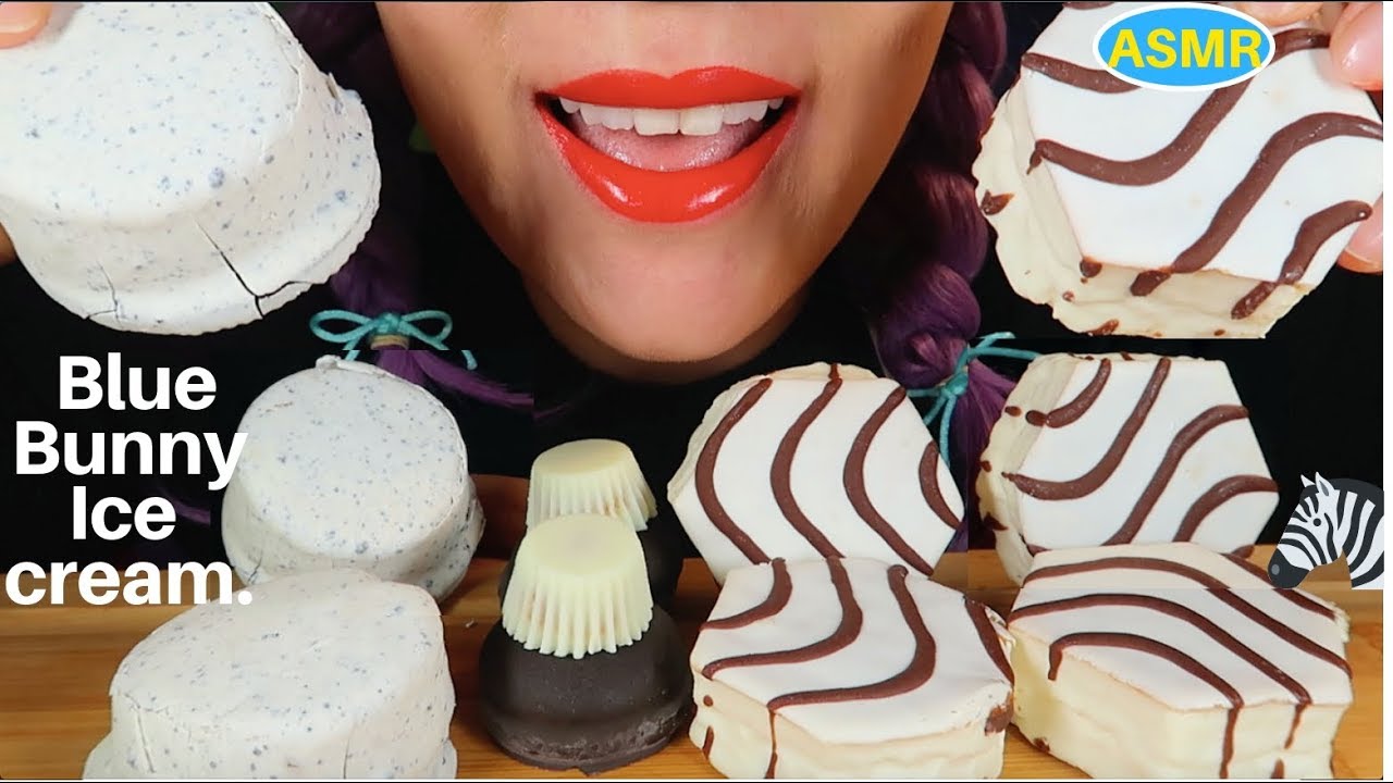 ASMR ZEBRA CAKE+BLUE BUNNY ICE CREAM EATING SOUND |지브라 케익+쿠키앤크림 아이스크림 리얼사운드 먹방|CURIE.ASMR