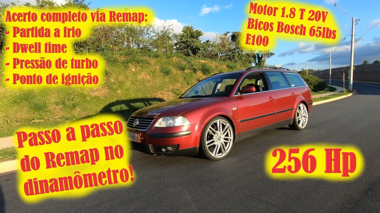 Remap 1.8 Turbo 20V Etanol. Bicos Bosch 65lbs Turbina K03s. Acerto completo da Passat Variant 256Hp