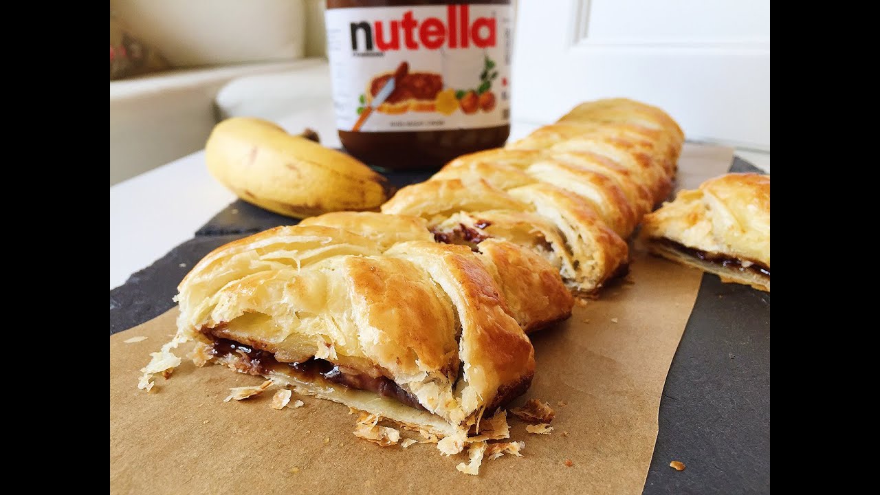 Nutella Bananen Zopf aus Blätterteig