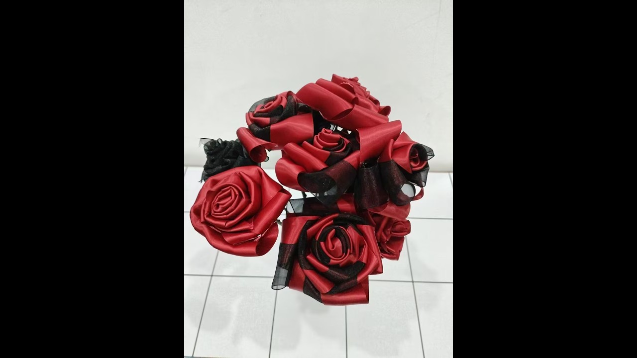 Immersive Ribbon Rose Crafting Tutorial #ribbonflowermaking #Rosemakingwithscale #stressrelief