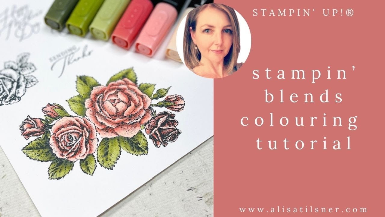 Alcohol Markers for Beginners- Colouring a portion of the NEW Stippled Roses Set with Stampin Blends