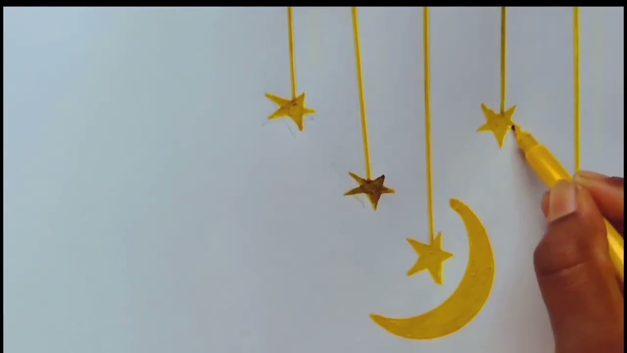 Ramadan Chand Mubarak Drawing | Easy Moon and Mosque Drawing for Ramadan