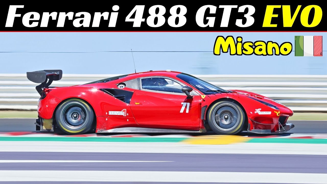 Ferrari 488 GT3 EVO - 600Hp V8 Twin-Turbo Engine Sound at Misano Circuit - Kateyama Track Days