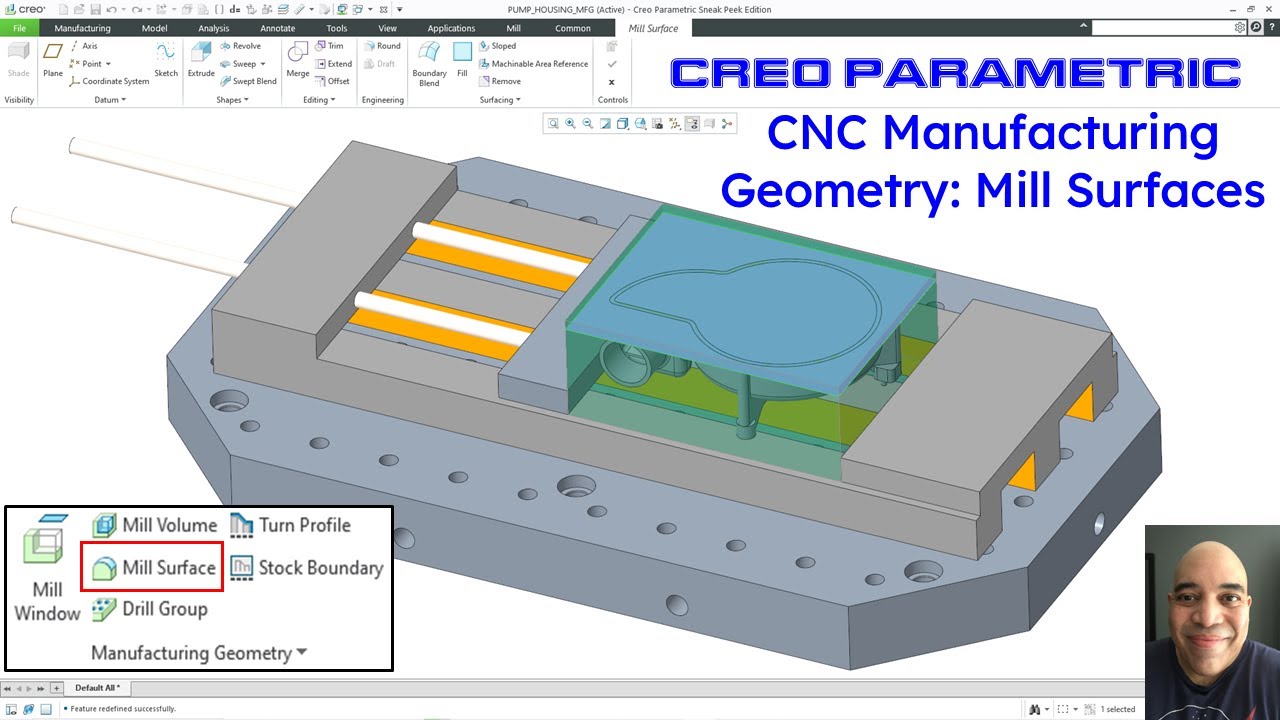 Creo Parametric - CNC Manufacturing Geometry: Mill Surface