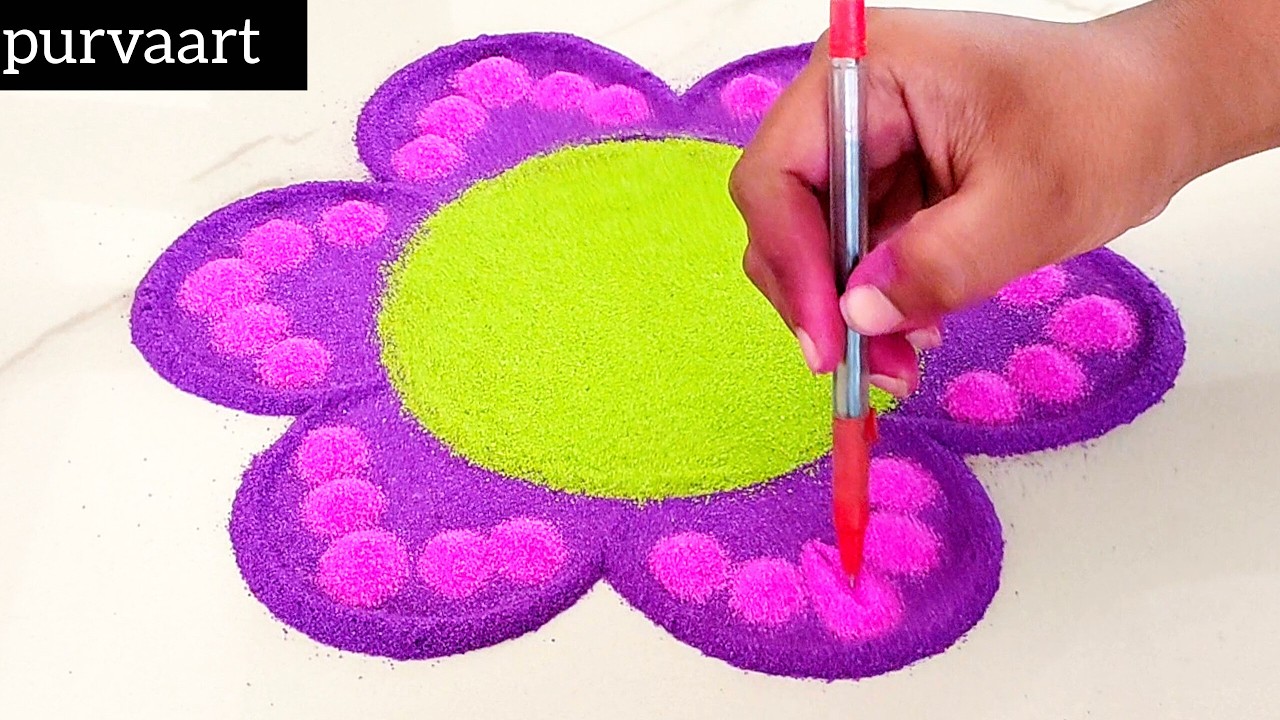 Simple Beautiful Rangoli Design | Trending 2026 | Beginner Friendly Step by Step🌼