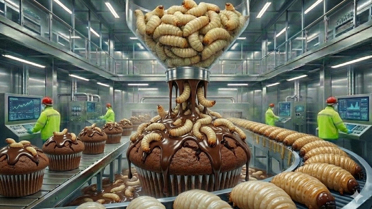 Inside the Coconut Worm Factory | How Worm Protein Transforms Muffin Baking (Full Process)