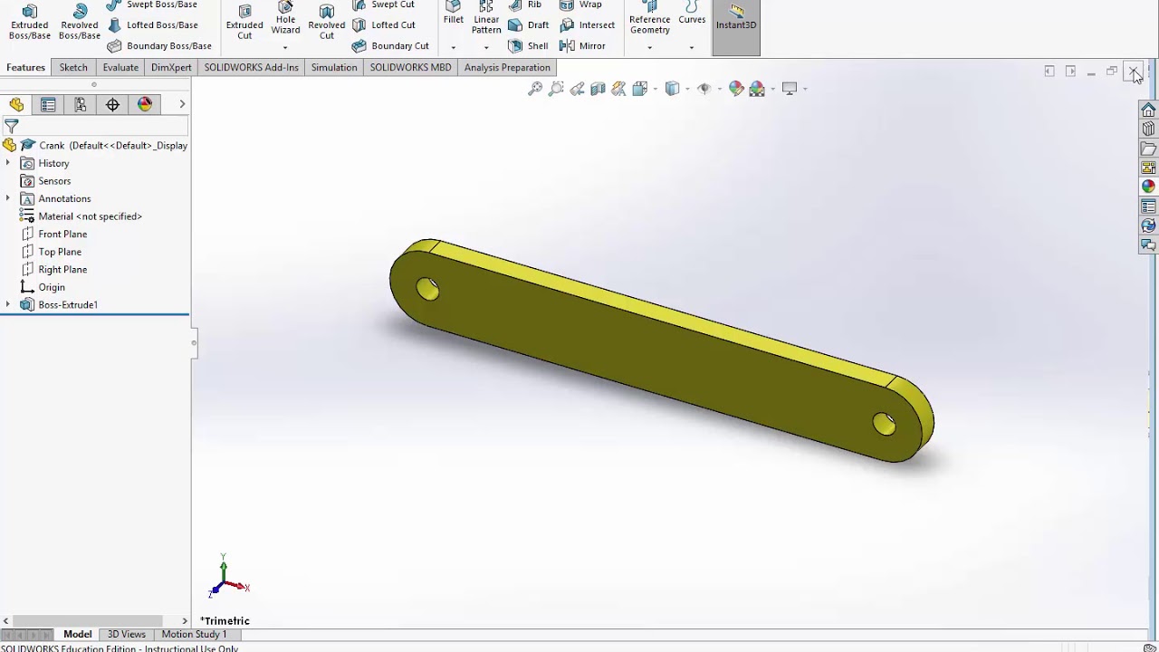 4 Bar Linkage in Solidworks Part 1