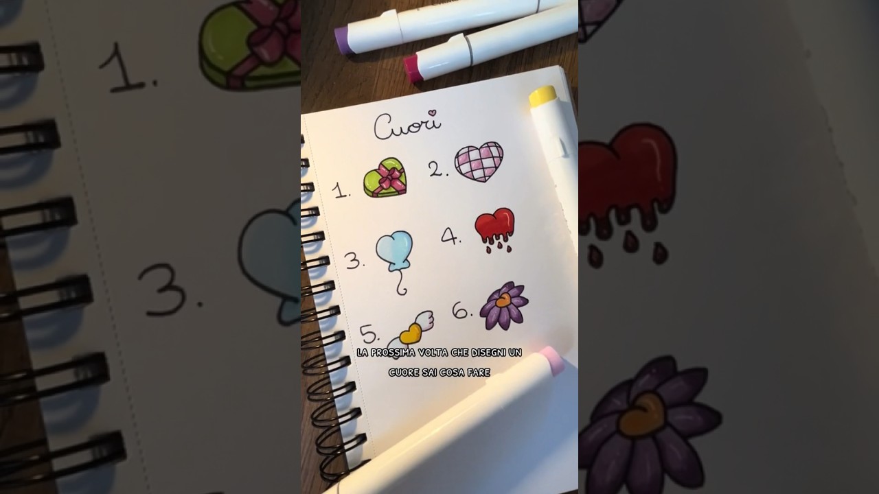 Disegniamo 6 cuoricini 💗🪩 #disegno #drawing #doodle #cuori #art #asmr #arte #markers #ohuhu