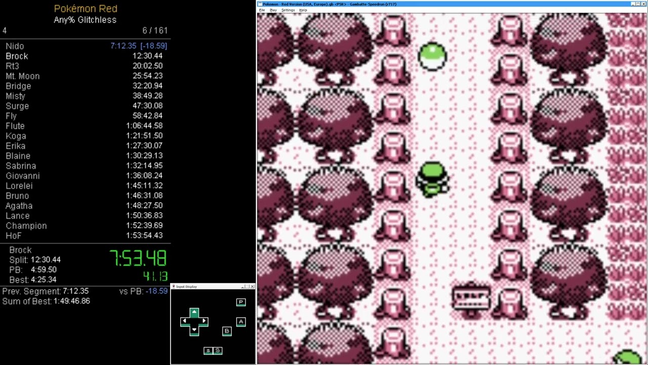 Pokémon Red - Any% Glitchless - 1:53:49