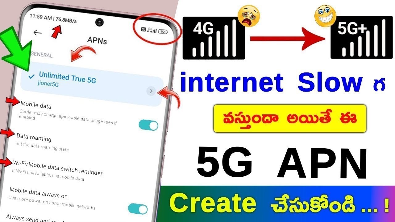🌟 How to Fix Slow Internet 😲 Secret APN that converts 4G to 5G on any network ⚡ Telugu tech pro