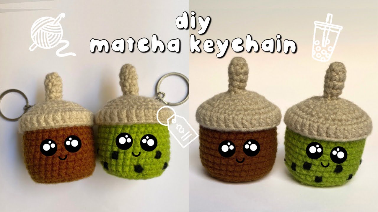 Crochet Matcha & Iced Coffee Keychains ☕ | Cute Couple Keychain Tutorial | Easy Crochet Gift Idea