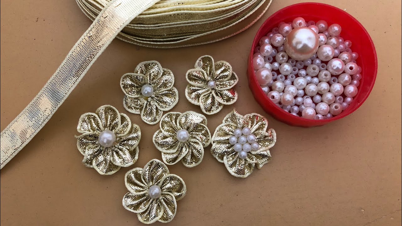 Pearl Flower Method No. 1 | Simple Gota Flower Idea | Gota Jewellery | Pearl Bead Jewellery