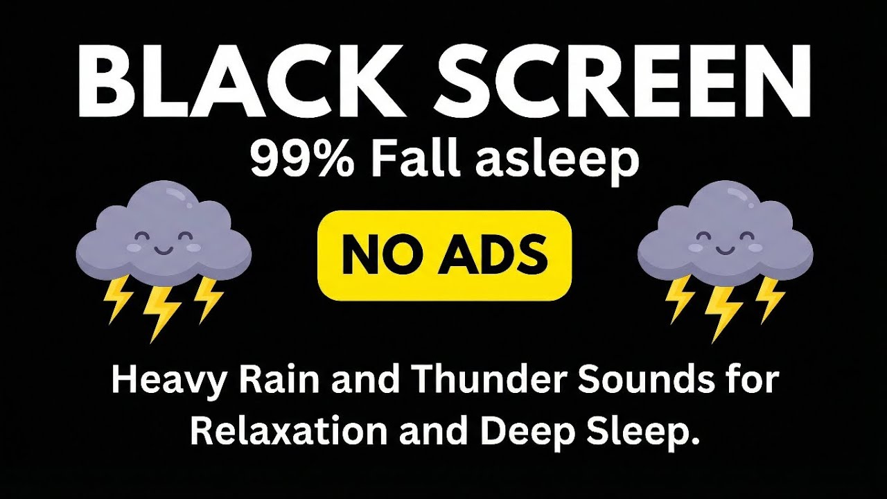 🔴 Heavy Rain and Thunder Sounds for Sleeping - Black Screen 🌧️⚡| Fall Asleep Fast with Rain Sounds
