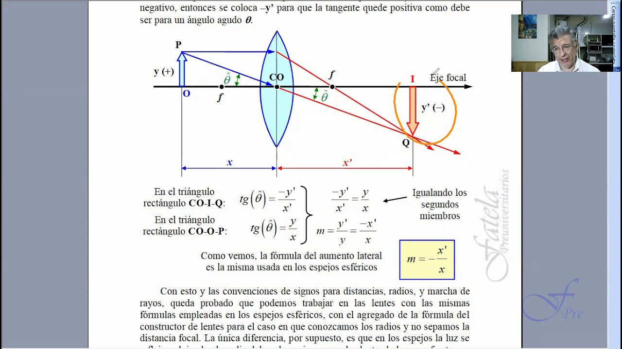 Aumento lateral o magnificaci&oacute;n en una lente: demostraci&oacute;n de la f&oacute;rmula de c&aacute;lculo