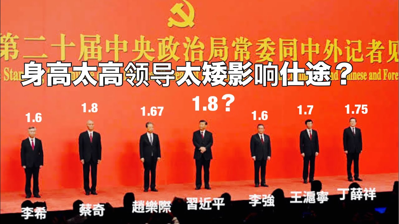 20大中央政治局七常委身高大揭秘！习近平实乃1米75大汉！何立峰因1米82无法入常！李强因1米6被习重用成总理！身高太高领导太矮影响仕途？。