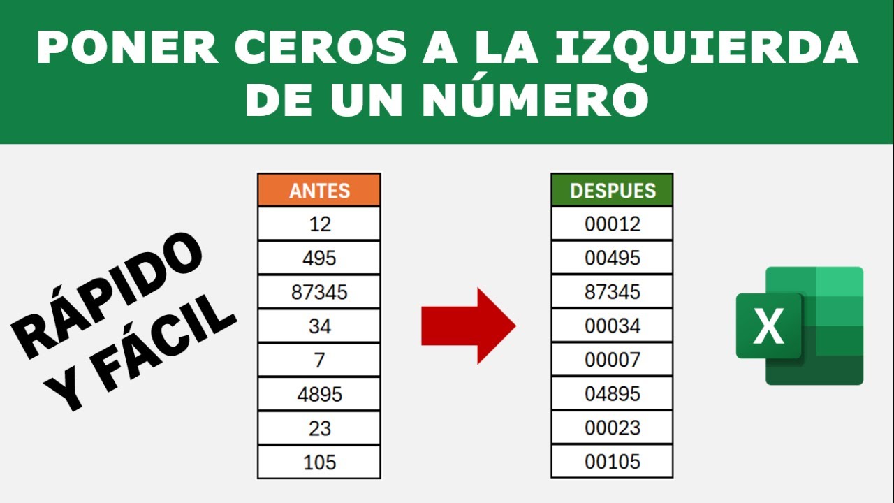 Como Poner CEROS A LA IZQUIERDA en Excel de 4 FORMAS Efectivas y Super Fáciles