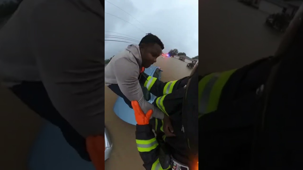 Firefighter's Dramatic Flood Rescue