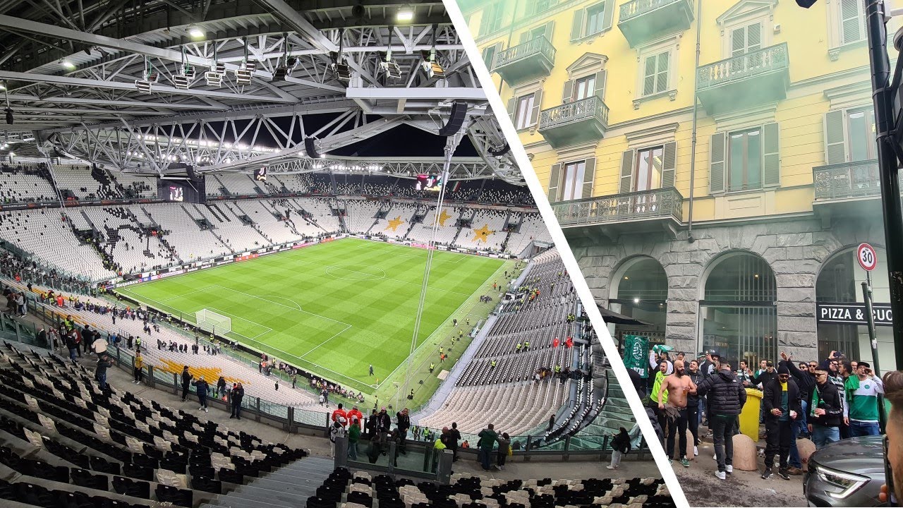 Sporting Lisbon fans take over Turin during Juventus Vs Sporting Clube de Portugal Europa League Q/F