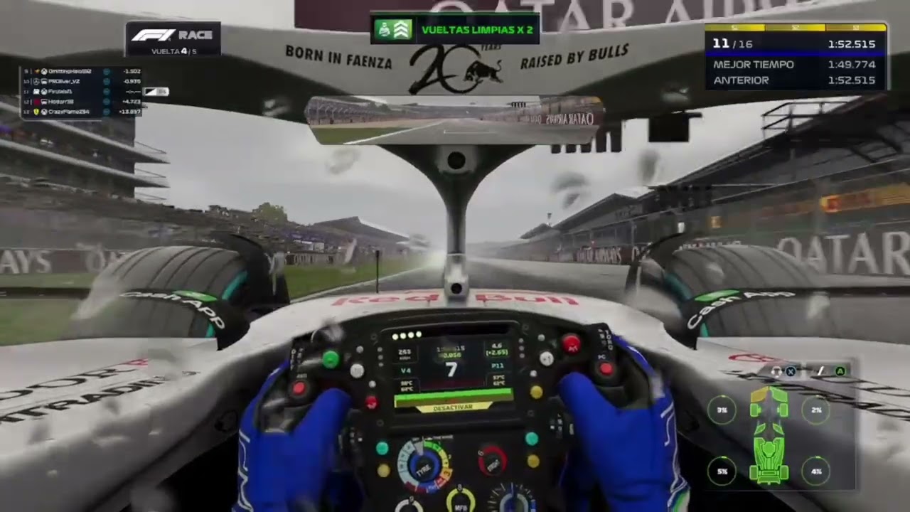 F1 25 | Silverstone en lluvia | Carrera Corta Online con Poco Agarre