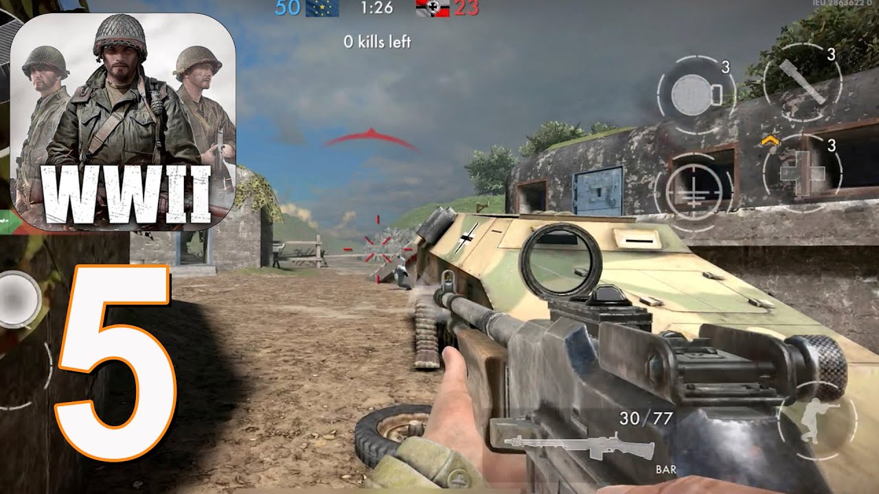 World War Heroes: WW2 FPS - Walkthrough Gameplay part 5 - BAR Machine Gunner 2(iOS, Android)