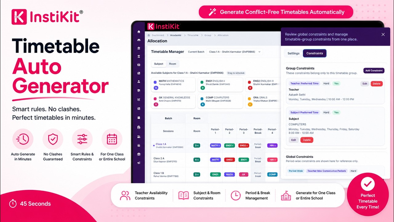 Automatic School Timetable Generator | AI Timetable Software for Schools | InstiKit