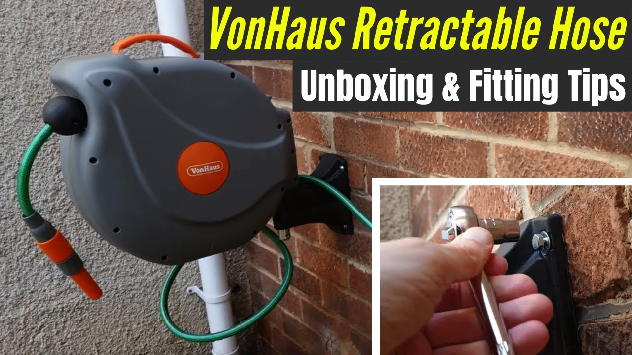 VonHaus Retractable Hose - Unboxing & Fitting Tips! Robust Wall Mounted 20m Garden Hose Reel