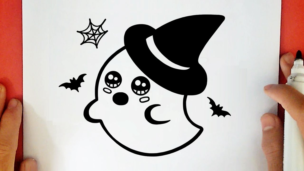 COMO DIBUJAR UN FANTASMA DE HALLOWEEN KAWAII
