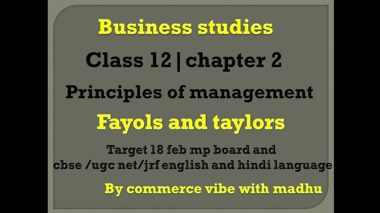 Principles of Management | Class 12 Business Studies | Chapter 2 (Hindi/English) one short revision