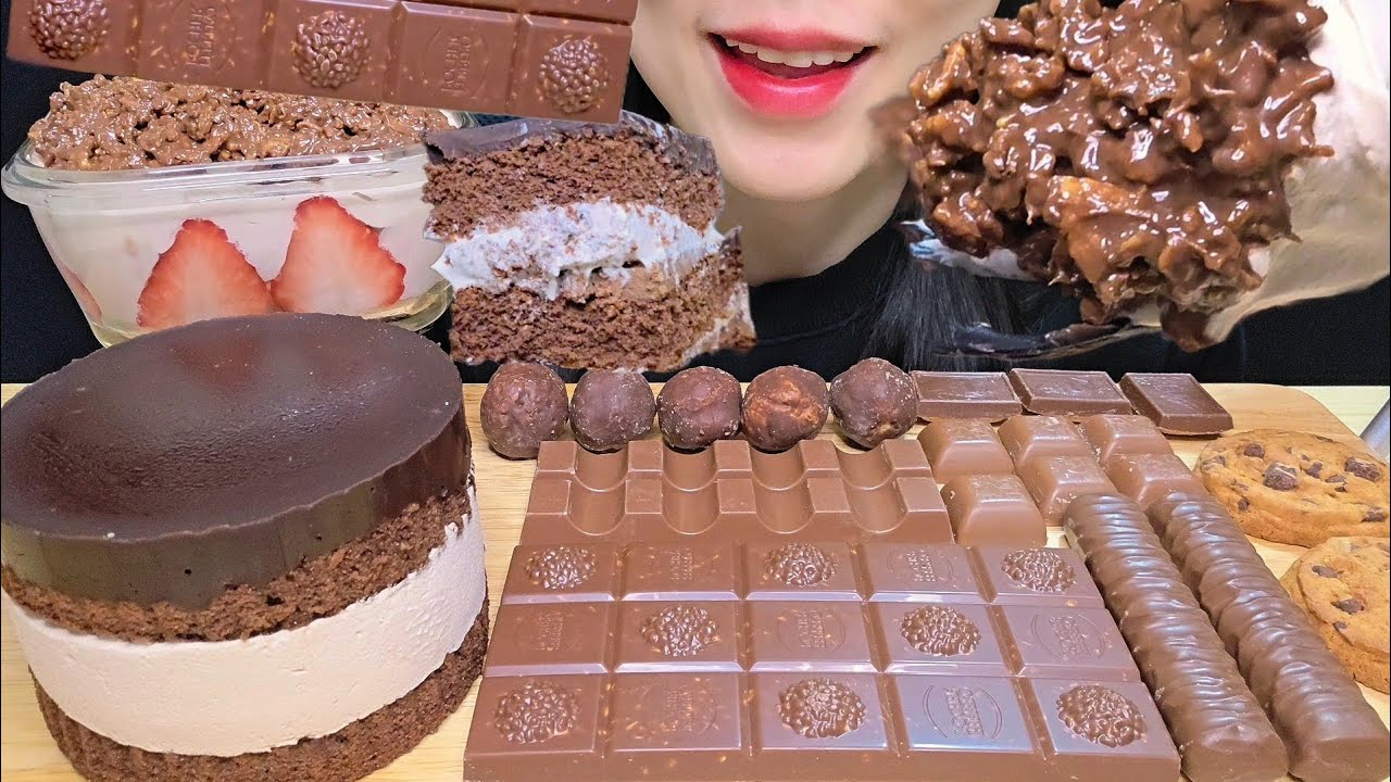 ASMR CHOCOLATE  MUKBANG)달콤한 초코 디저트 먹방🍫 직접만든 초코케이크는 정말 최고 👍✨️✨️
