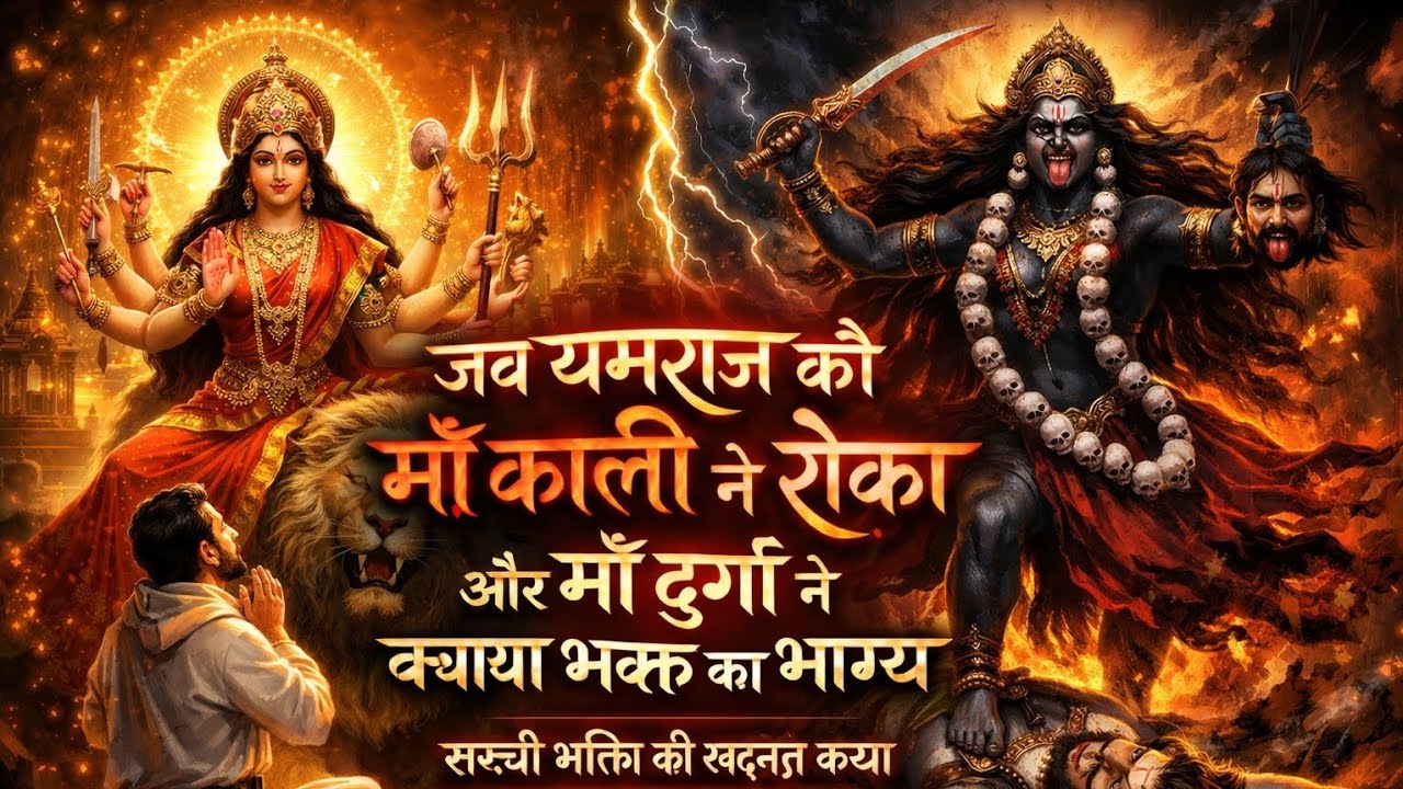 जब यमराज को मां काली ने रोका और मां दुर्गा ने बचाया भक्त का भाग्य#hindistorie#moralstorie#viralvideo