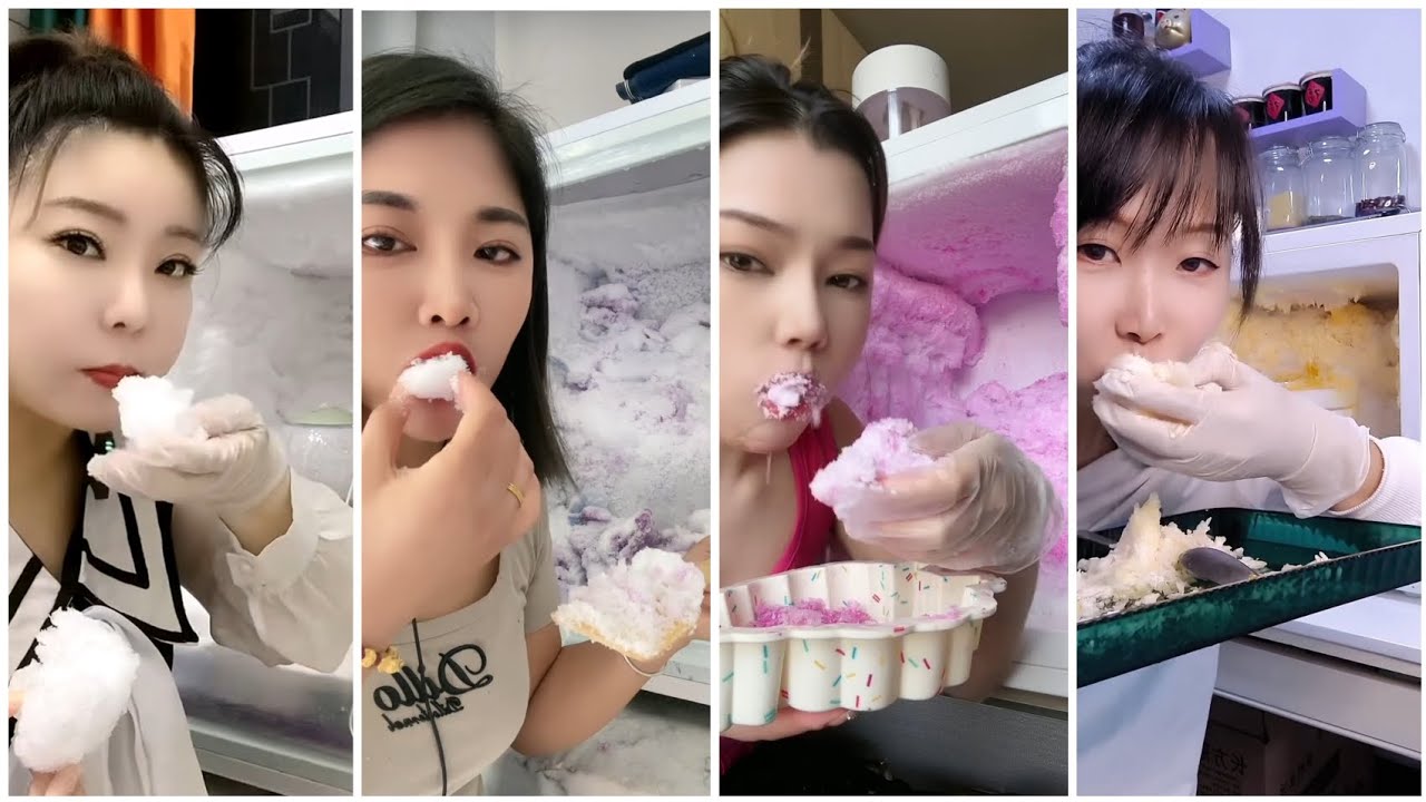 Crunchy Freezer Frost Eating ❄️ Crispy Ice Handful + Satisfying Bites 💯 Ice Eating Asmr 🧊