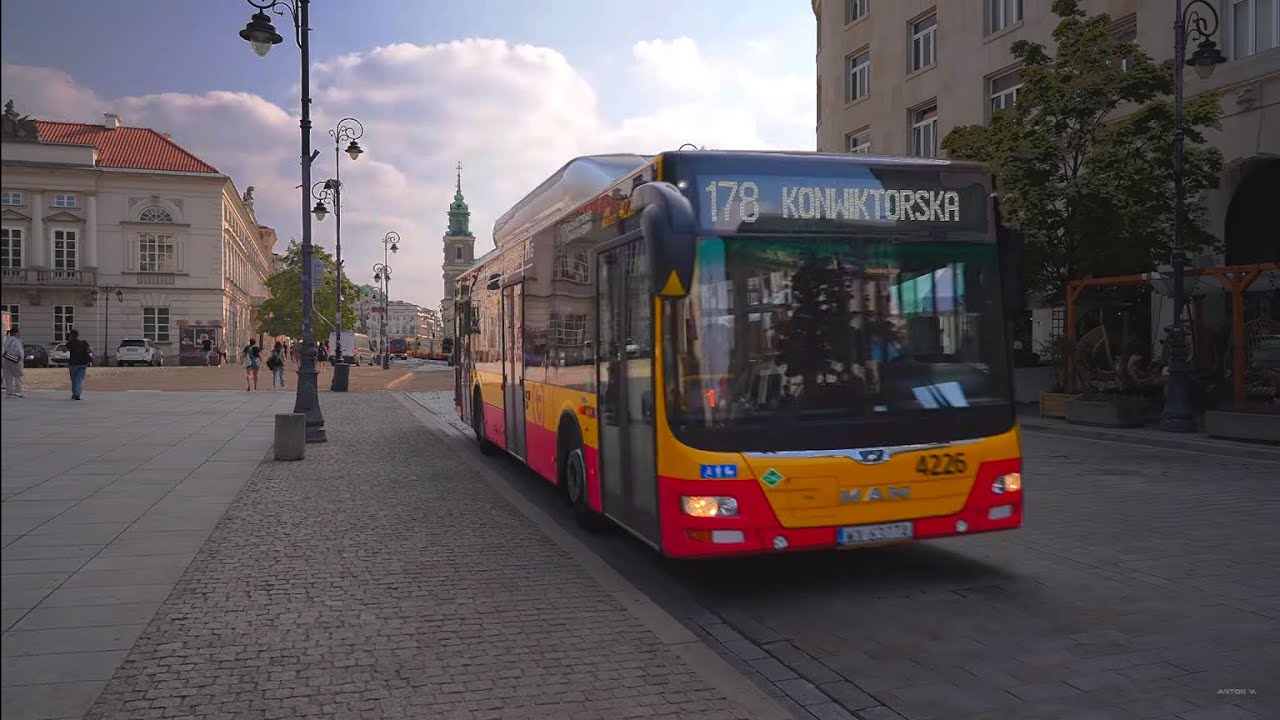 Poland, Warsaw, bus 178 ride from Hotel Bristol to Franciszkańska
