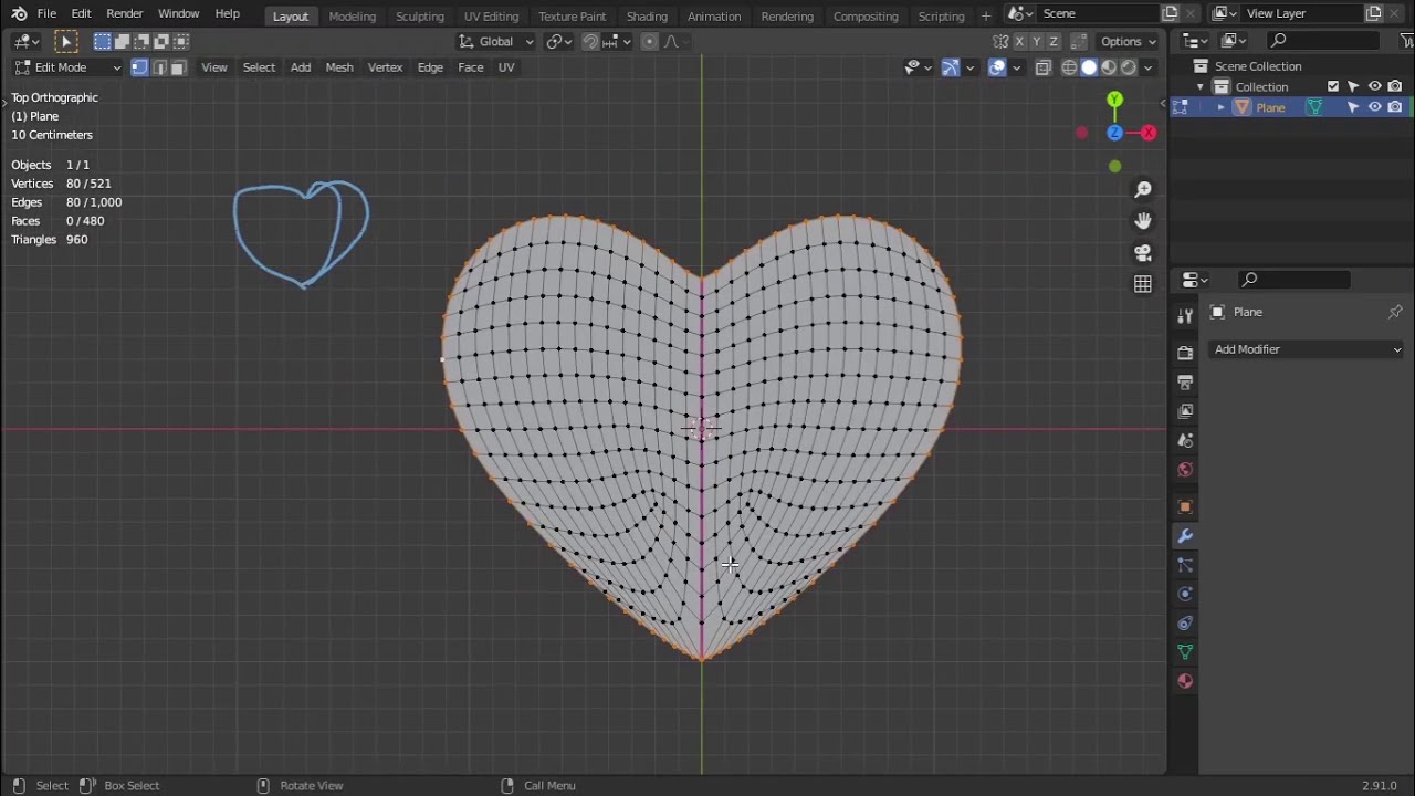 Creating a simple procedural hart with Blender (Time lapse)