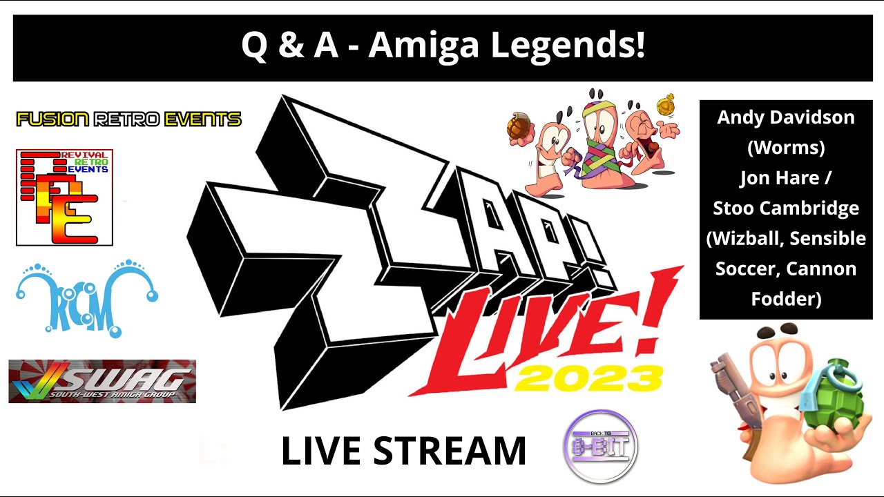 ZZAP! Live 2023, Q & A with Amiga Legends.  Andy Davidson, Jon Hare, Stoo Cambridge & More - Live.