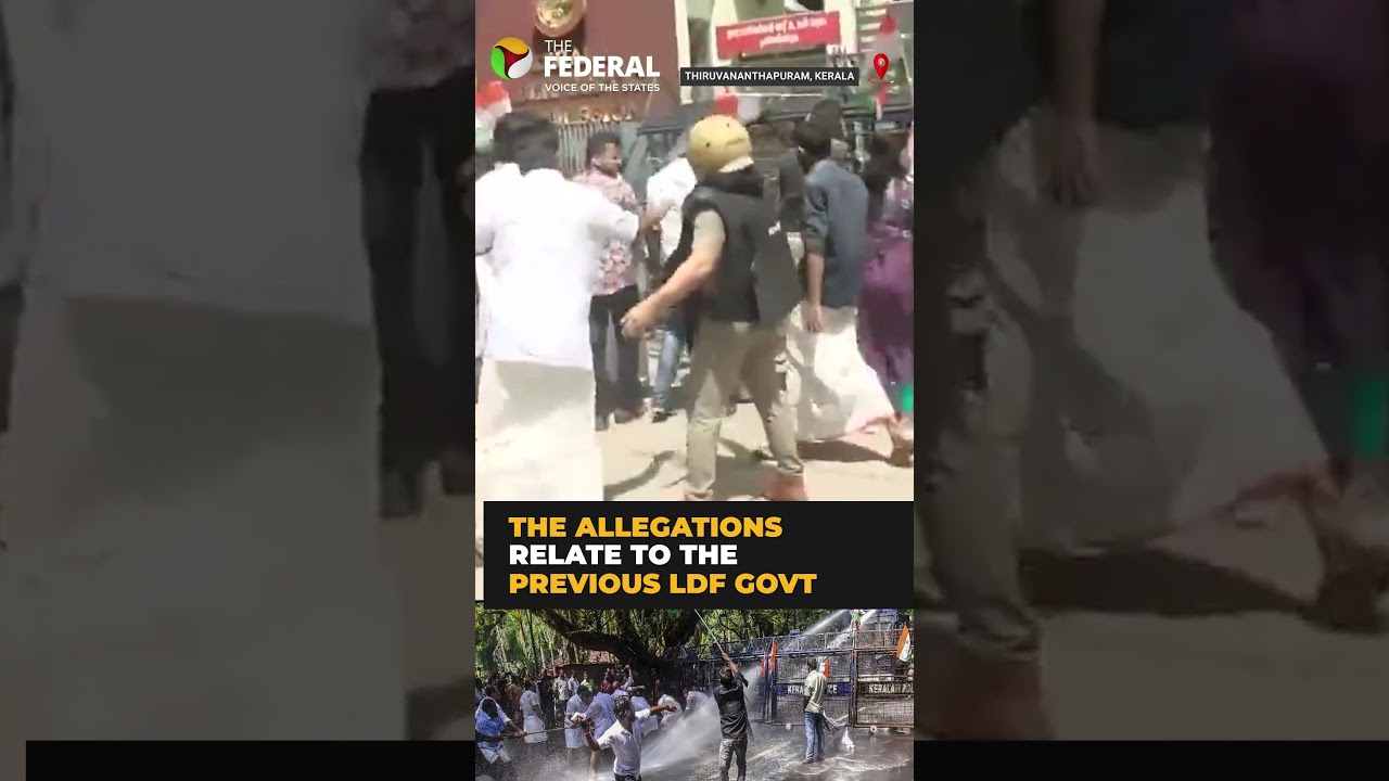 Police use water cannons to disperse protesting Youth Congress workers in Kerala | #shorts