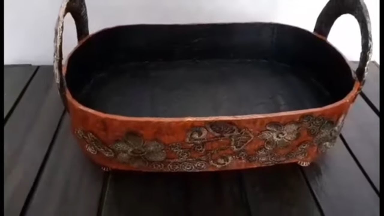 Como fazer cesto para frutas de papelão arte e decoração
