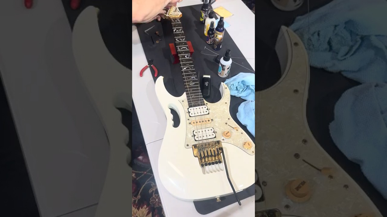Cleaning the 2005 Ibanez Steve Vai Signature -Team J Craft - Jem  (WTF was That on The Fretboard?)