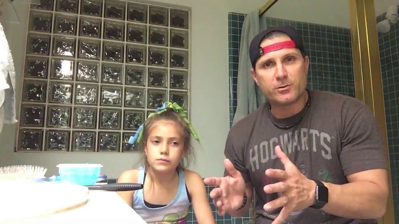 Widowed Cheer-dad's hair prep video #1
