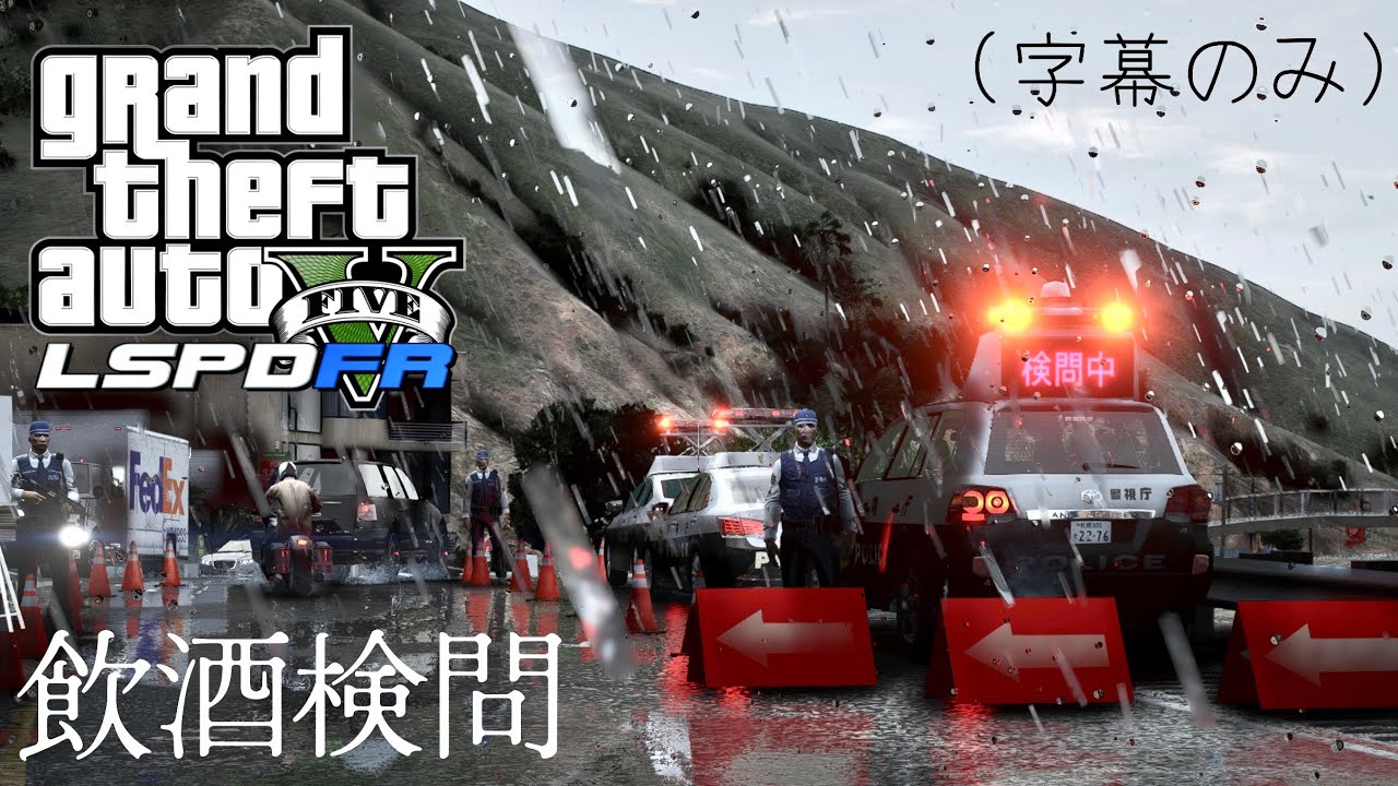 【警ら日記#1】LSPDFR日本警察  大雨の中検問で飲酒運転者を摘発する動画 #GTA5 #LSPDFR 