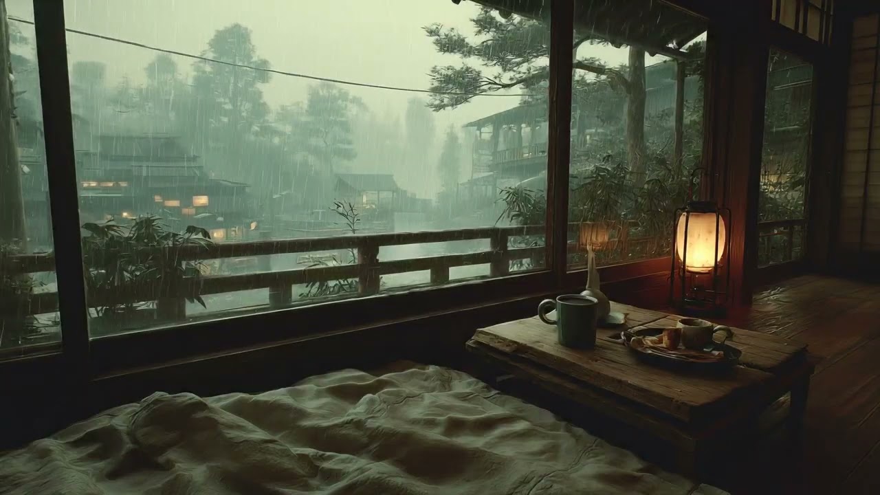 Rain Sounds Against Bedroom Window for Deep Sleep and Relaxation Zen Therapy Relax 🌧️