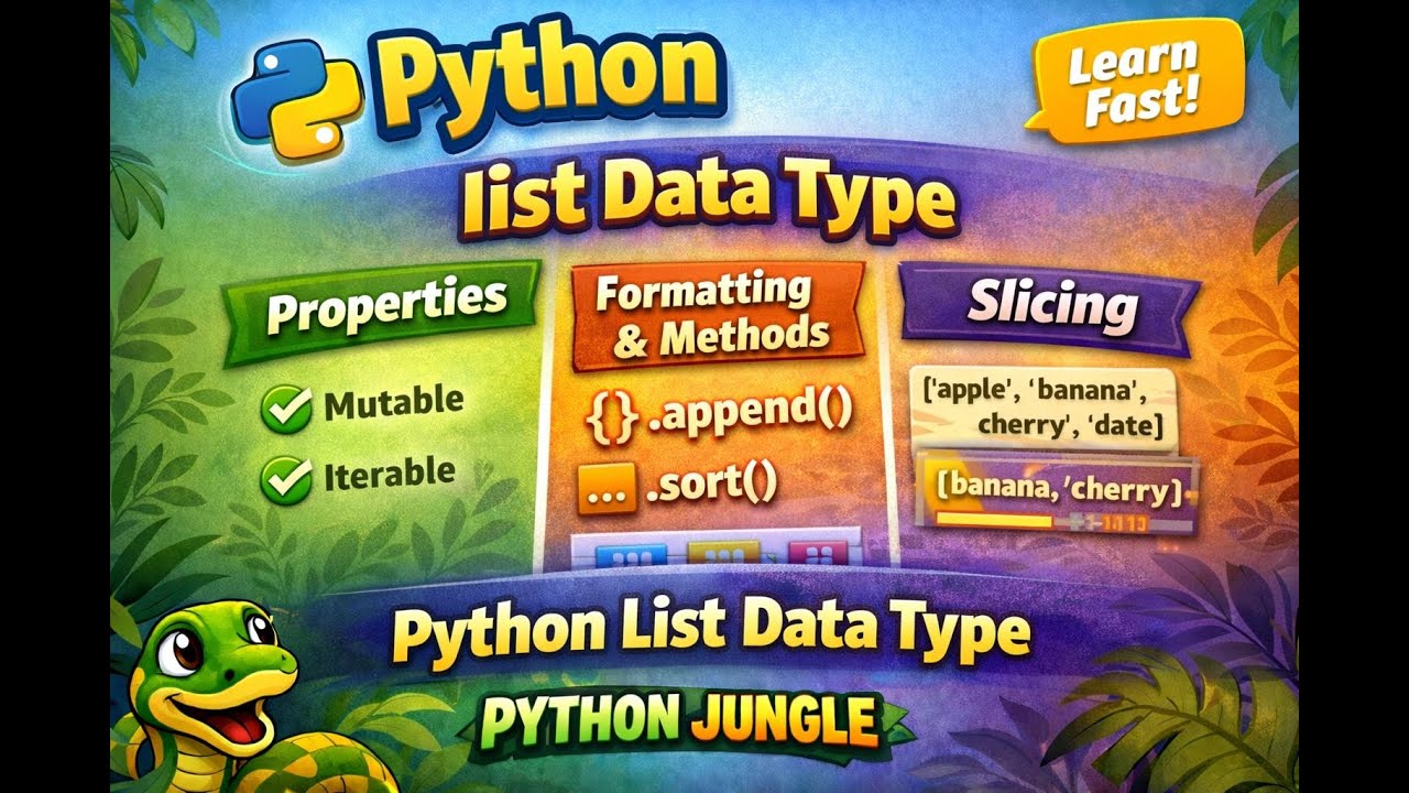 Python List Data Type Explained in Telugu | Properties,Methods,Formatting & Slicing | Python Jungle
